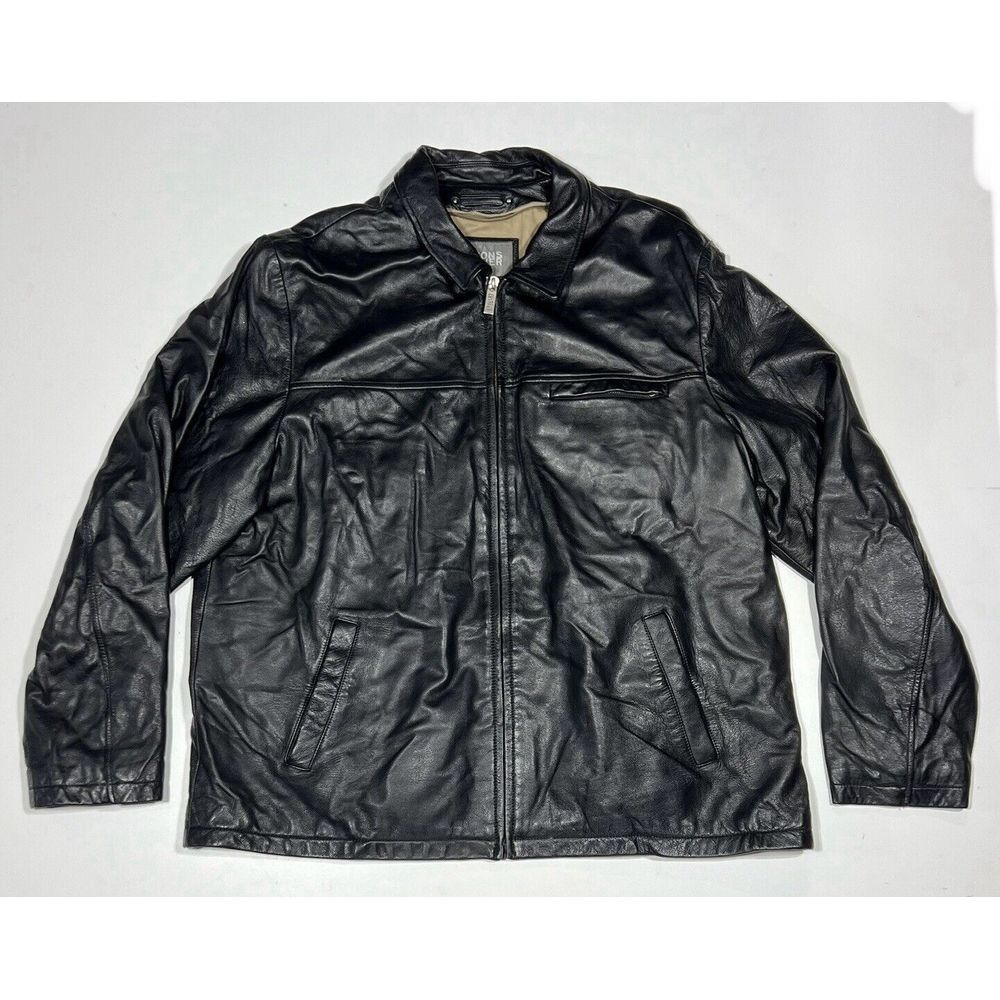 Wilsons Black Leather Jacket Mens Size 2XLT Removable Liner NO LINER